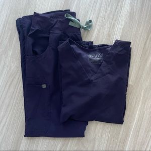 FIGS Dark Purple Custom Dyed Scrub Set